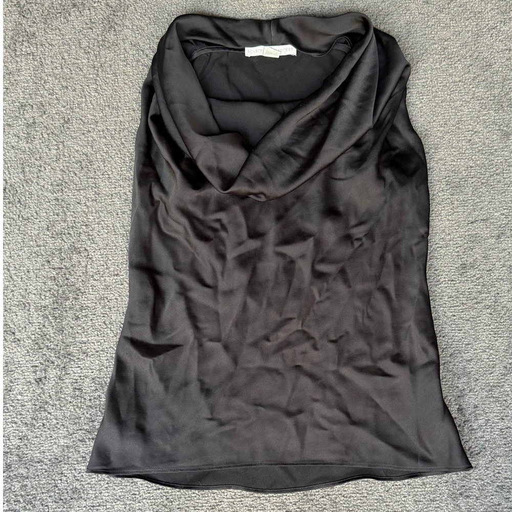 Boston Proper Black Satin‎ Cowl Neck Sleeveless Blouse Size 0 Solid Top